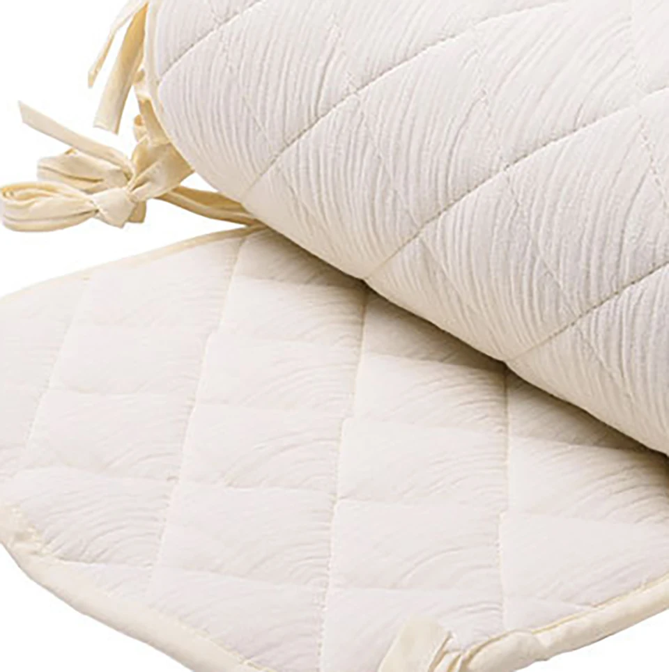 Bumpers In The Crib Crepe Plaid One-Piece Cradle Cushion Baby Bed Bar Protection Beige Cotton Soft Sleeping Baby Bed Bumper