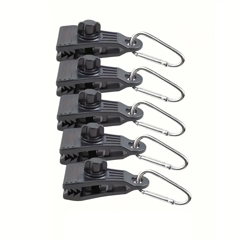 10-Pack Tent Clips & Carabiner Set, Windproof Reinforced Clamps for Canopy Rainfly Fixing, Outdoor Use