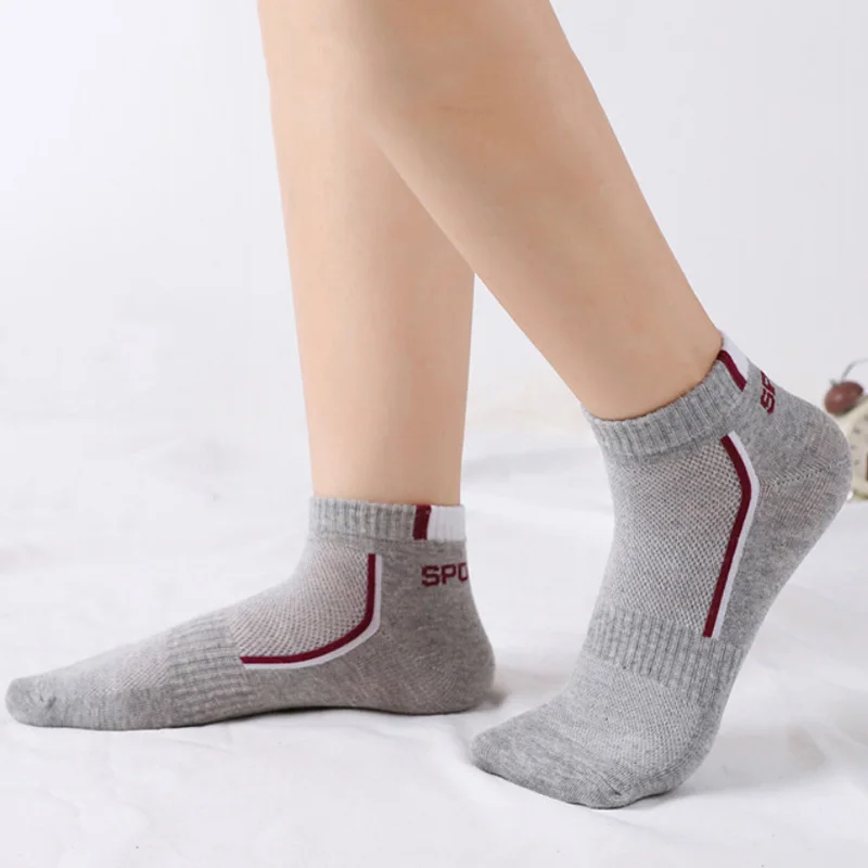 5 Pairs Plus Size38-47 Men Ankle Socks Breathable Cotton Sports Socks Mesh Casual Athletic Summer Thin Cut Short Sokken For Male