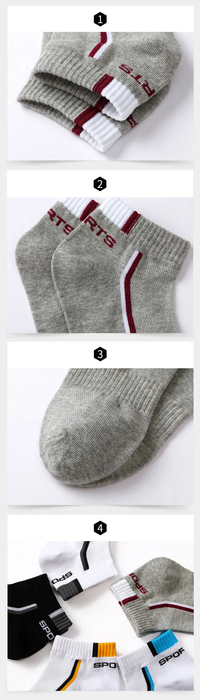 5 Pairs Plus Size38-47 Men Ankle Socks Breathable Cotton Sports Socks Mesh Casual Athletic Summer Thin Cut Short Sokken For Male