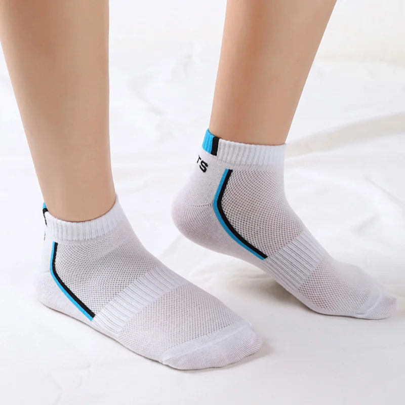5 Pairs Plus Size38-47 Men Ankle Socks Breathable Cotton Sports Socks Mesh Casual Athletic Summer Thin Cut Short Sokken For Male