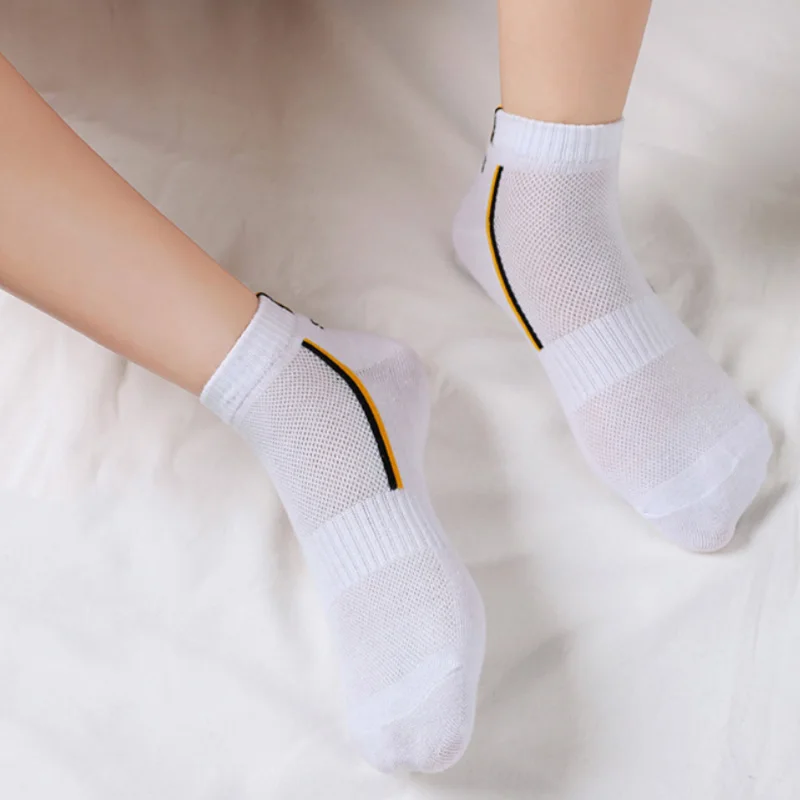 5 Pairs Plus Size38-47 Men Ankle Socks Breathable Cotton Sports Socks Mesh Casual Athletic Summer Thin Cut Short Sokken For Male
