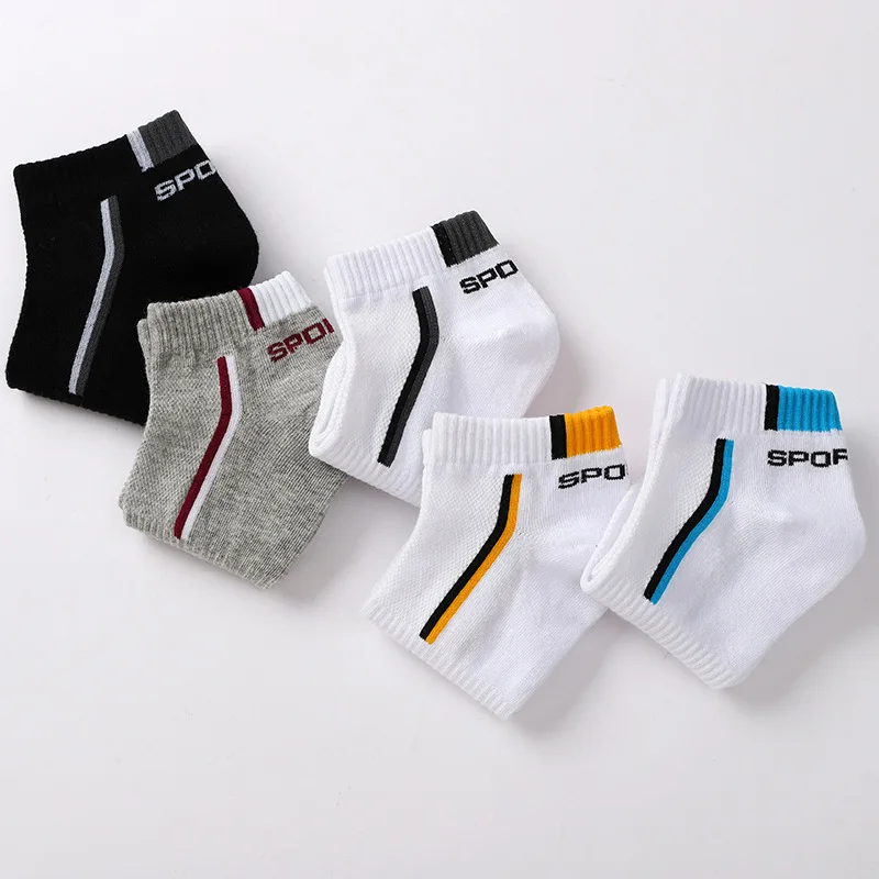 5 Pairs Plus Size38-47 Men Ankle Socks Breathable Cotton Sports Socks Mesh Casual Athletic Summer Thin Cut Short Sokken For Male
