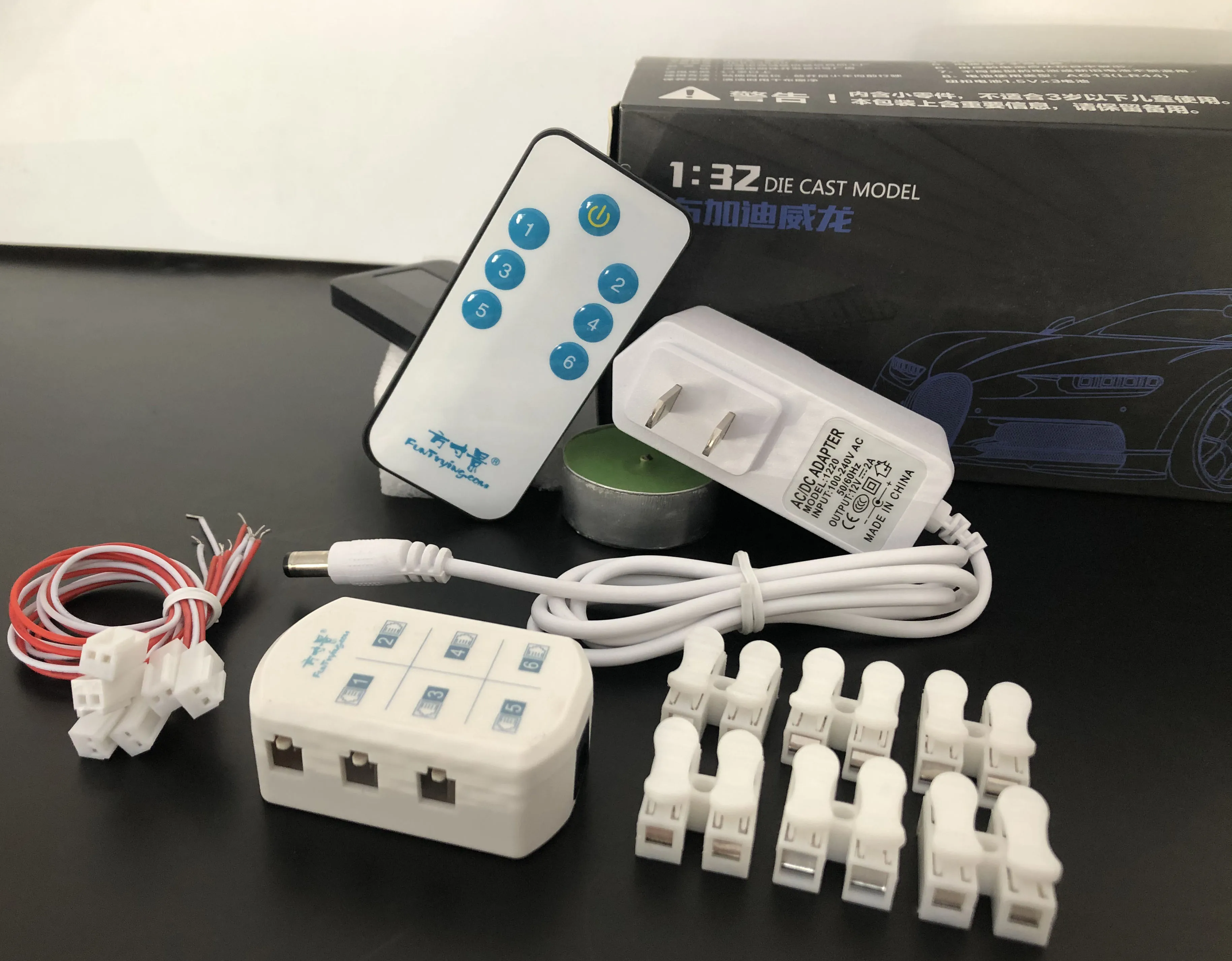 ON/OFF 3V/5V/12V AC/DC Wireless Remote Control Switch&Adapter/Power Supply with 6 Ports Output/Railway Layout/ Road Layout