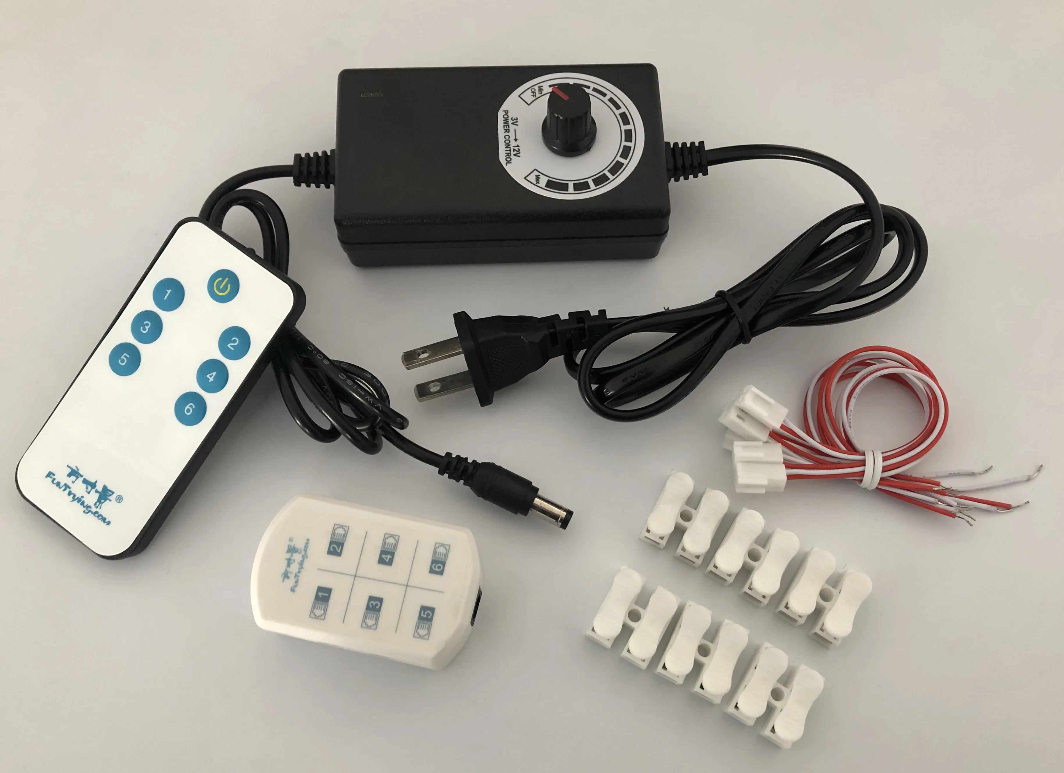 ON/OFF 3V/5V/12V AC/DC Wireless Remote Control Switch&Adapter/Power Supply with 6 Ports Output/Railway Layout/ Road Layout