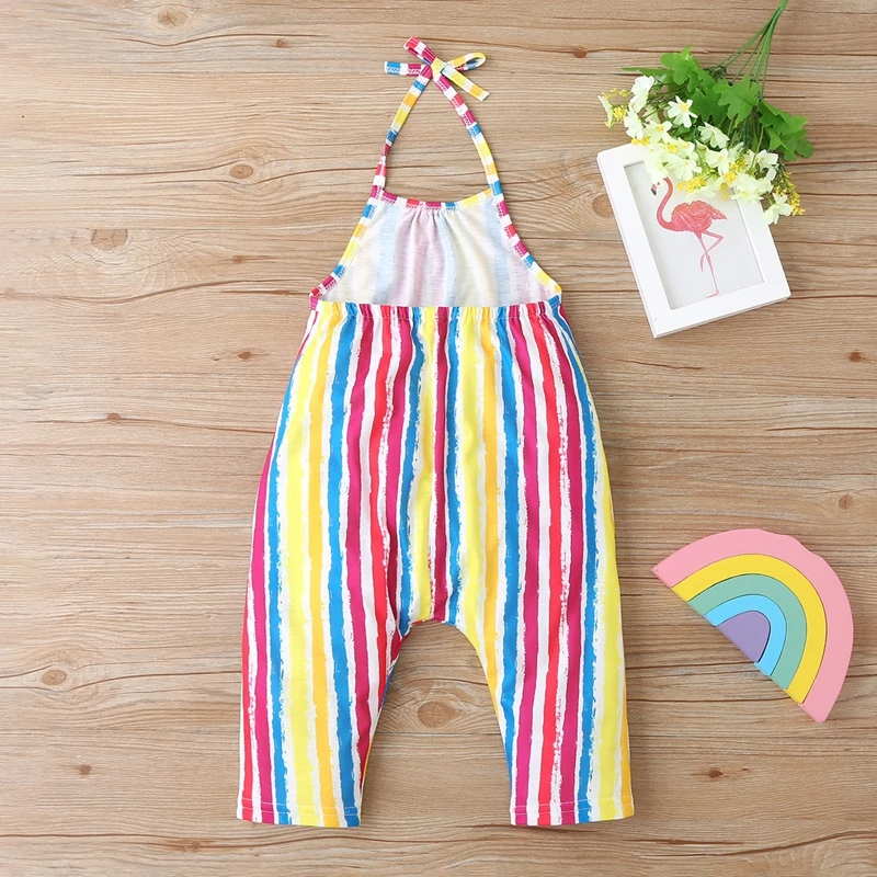 New Fashion Kids Baby Girls Strap Cotton Romper Toddler Sling Jumpsuit Harem Trousers Lace Up Sport Casual Loose Summer Clothes