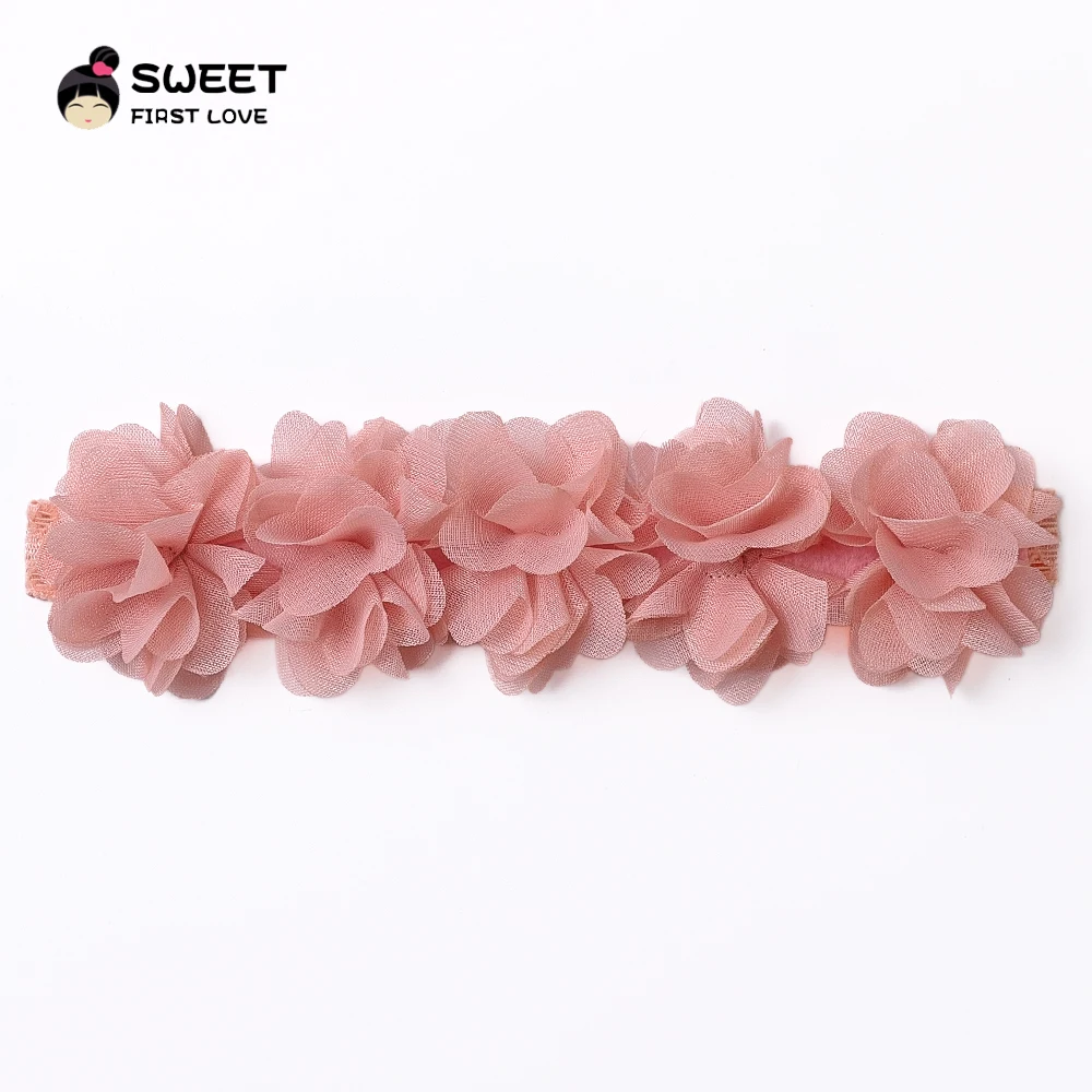 Pink Baby Flower Headband Pink Chiffon Hair Bands Handmade DIY Headwear Hair Accessories for Kids Children Newborn Toddler