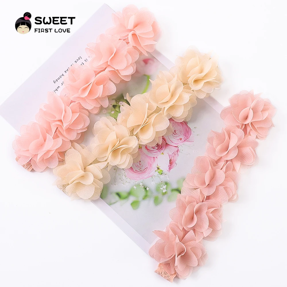 Pink Baby Flower Headband Pink Chiffon Hair Bands Handmade DIY Headwear Hair Accessories for Kids Children Newborn Toddler