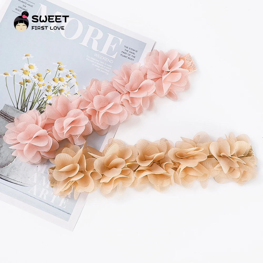 Pink Baby Flower Headband Pink Chiffon Hair Bands Handmade DIY Headwear Hair Accessories for Kids Children Newborn Toddler