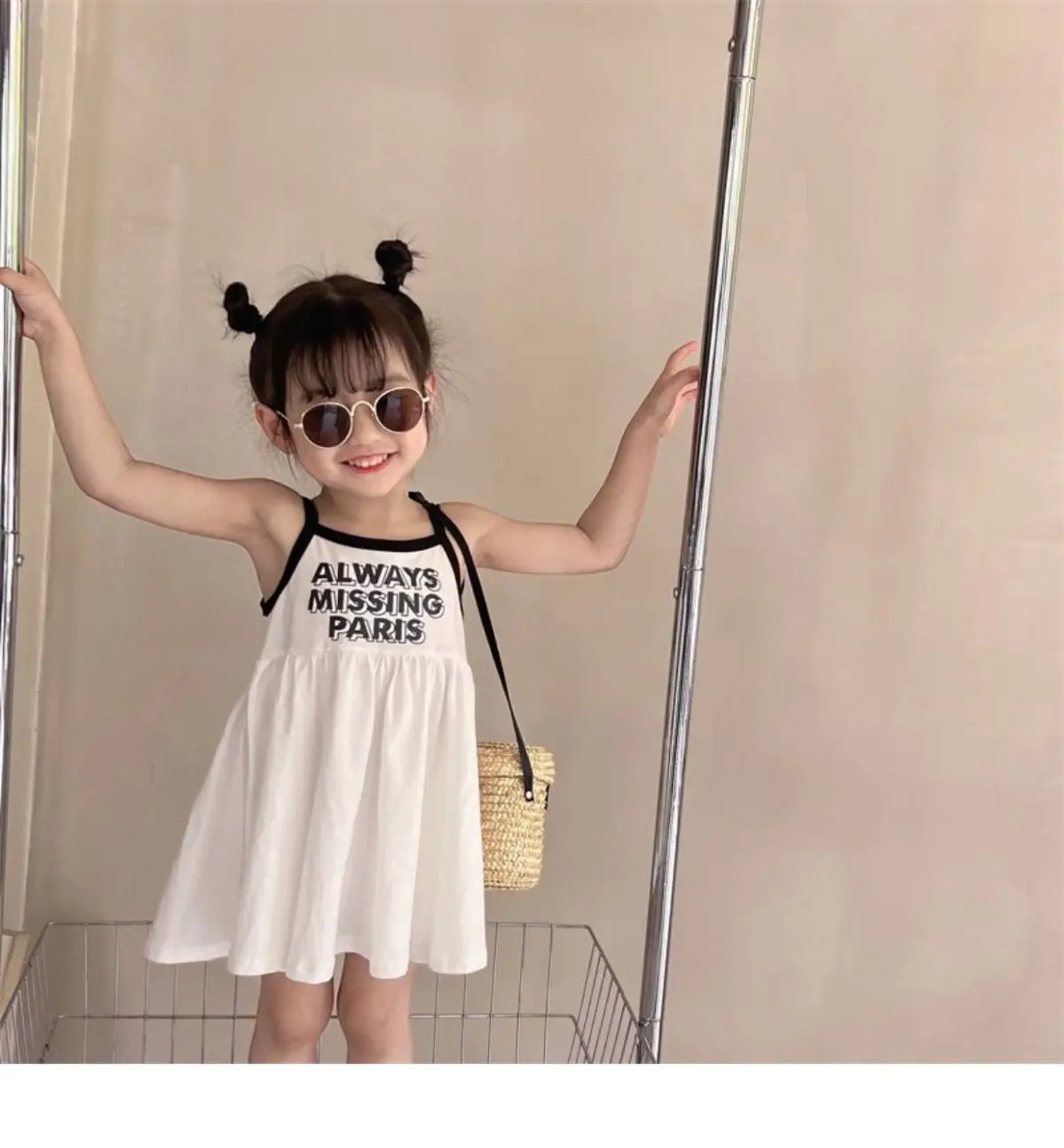 2026 Summer Girls Cute Print One Piece Suspender Dress Casual Design