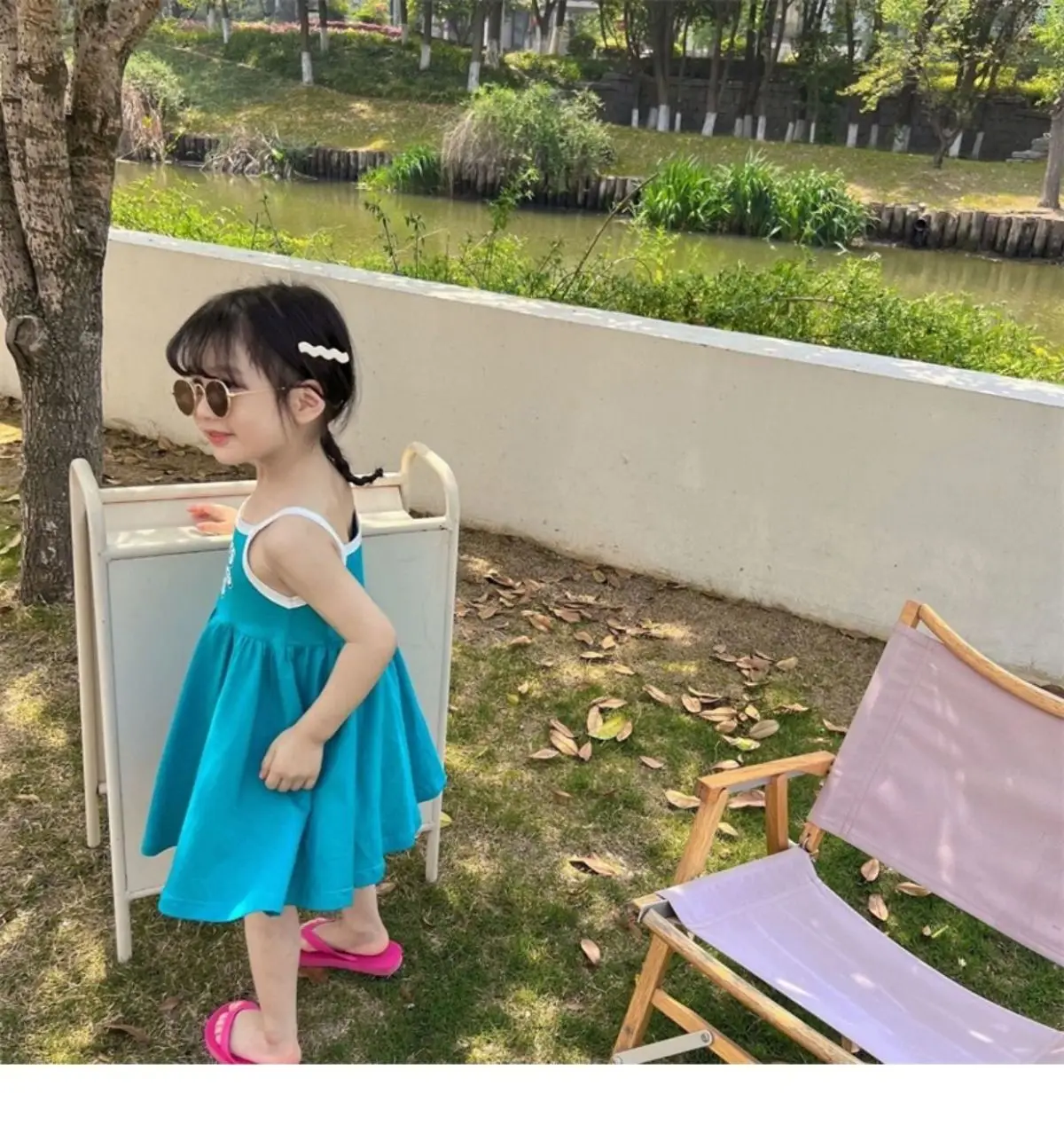 2026 Summer Girls Cute Print One Piece Suspender Dress Casual Design
