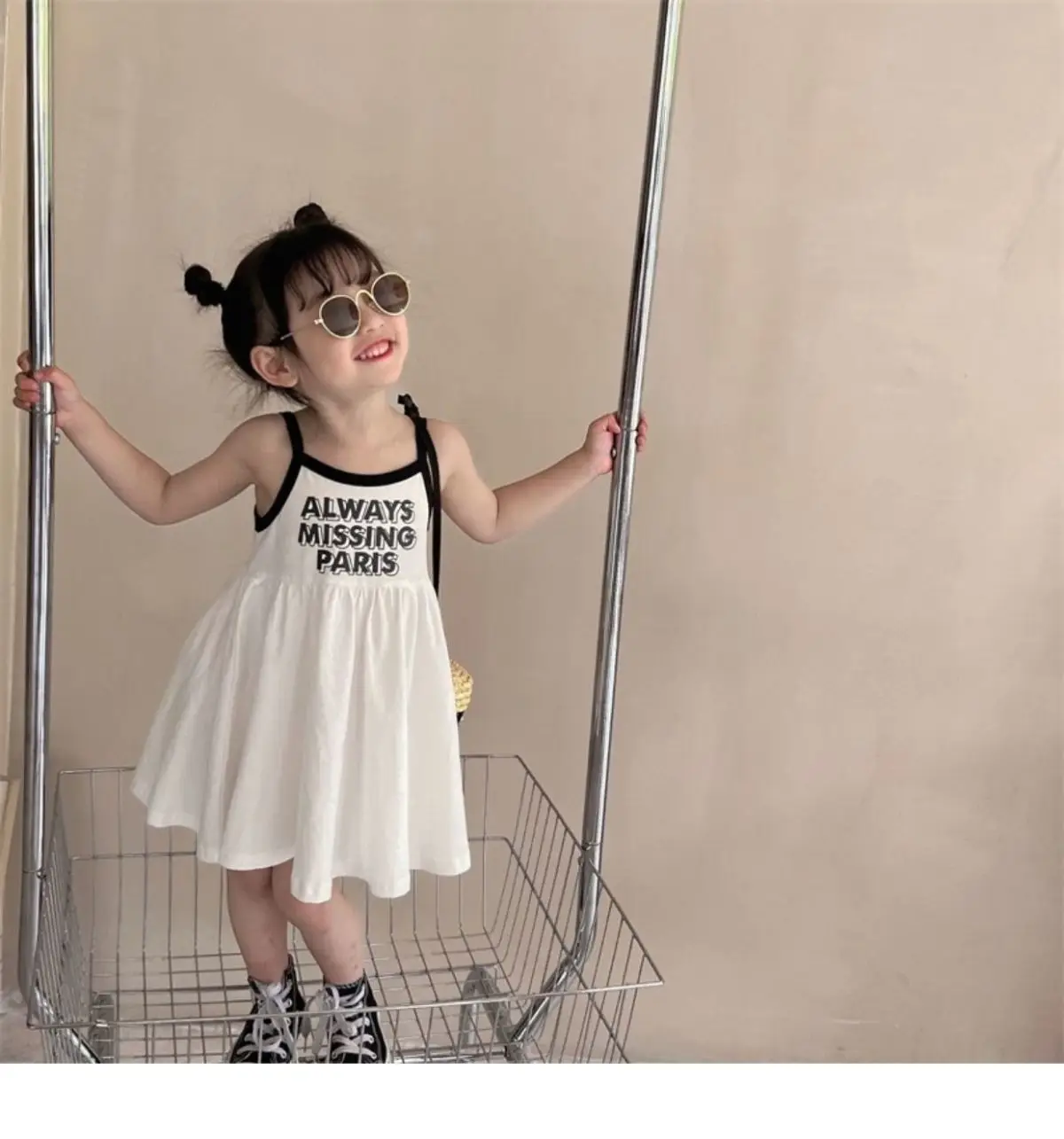 2026 Summer Girls Cute Print One Piece Suspender Dress Casual Design