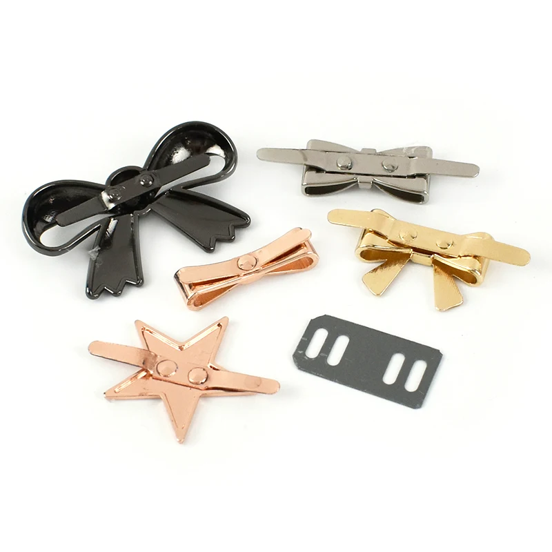 Deepeel 5/10Pcs Metal Bow-knot Buckles Shoes Handbag Leather Crafts Decor Label Buckle for DIY Hardware Sewing Accessories