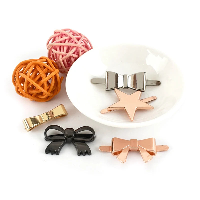 Deepeel 5/10Pcs Metal Bow-knot Buckles Shoes Handbag Leather Crafts Decor Label Buckle for DIY Hardware Sewing Accessories