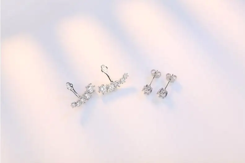 925 Silver Needle Fashion Shiny CZ Zircon Ladies Stud Earrings Jewelry Women Female Birthday Gift Wholesale Anti Allergy