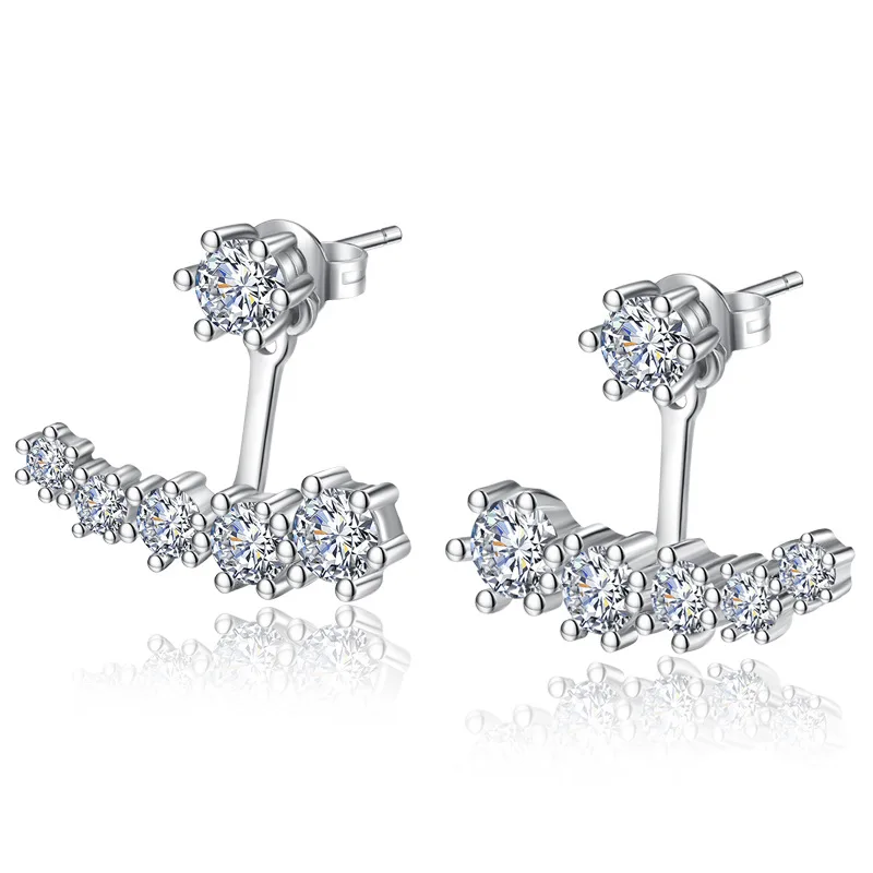 925 Silver Needle Fashion Shiny CZ Zircon Ladies Stud Earrings Jewelry Women Female Birthday Gift Wholesale Anti Allergy