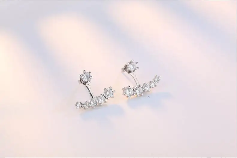 925 Silver Needle Fashion Shiny CZ Zircon Ladies Stud Earrings Jewelry Women Female Birthday Gift Wholesale Anti Allergy