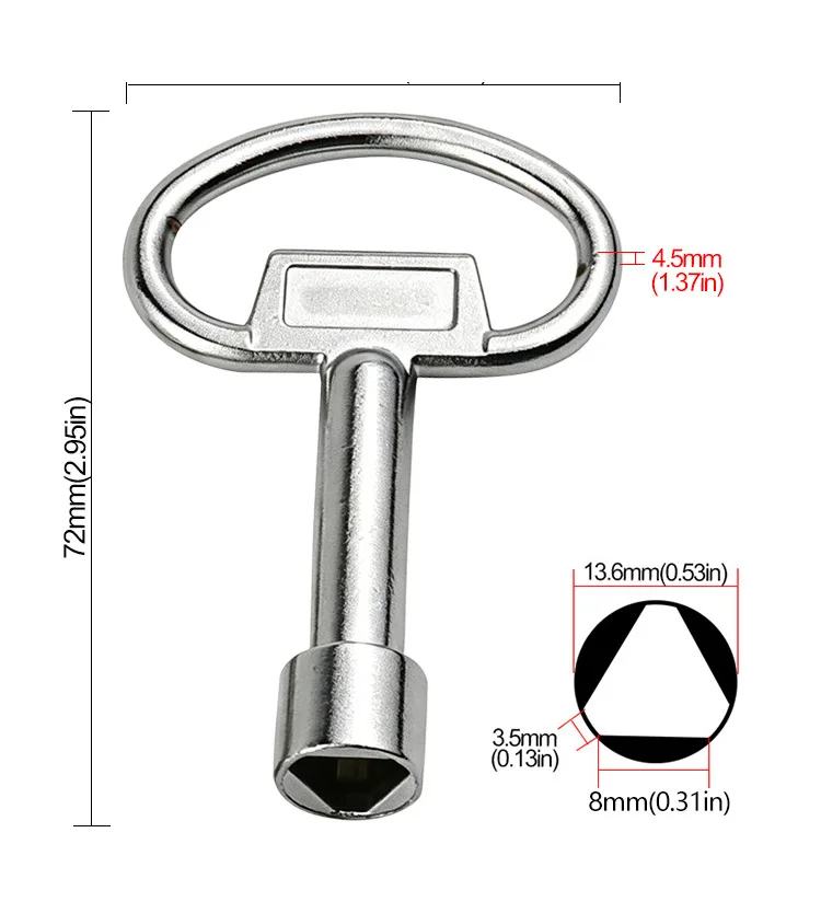1 Way Service Utility Key Plumber Keys Triangle For Gas Electric Meter Cabinets