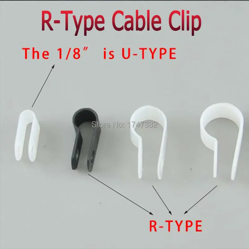 100PCS 16mm R-Type Nylon Cable Clamp 5/8' Black R-Type Cable Clamp Cable Clips Free Shipping R-3.3 5.3 6.4 8.4 10.4 13.2 16