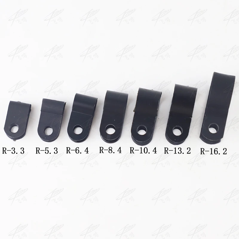 100PCS 16mm R-Type Nylon Cable Clamp 5/8' Black R-Type Cable Clamp Cable Clips Free Shipping R-3.3 5.3 6.4 8.4 10.4 13.2 16