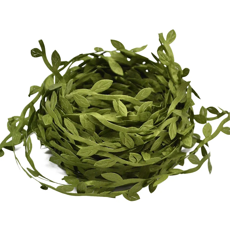 10 Meter Silk Leaf-Shaped Handmake Artificial green Leaves For Wedding Decoration DIY Wreath Gift Scrapbooking Craft Fake Flower