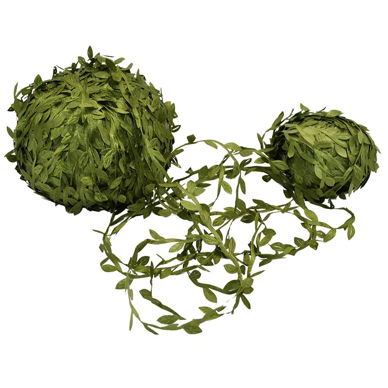 10 Meter Silk Leaf-Shaped Handmake Artificial green Leaves For Wedding Decoration DIY Wreath Gift Scrapbooking Craft Fake Flower
