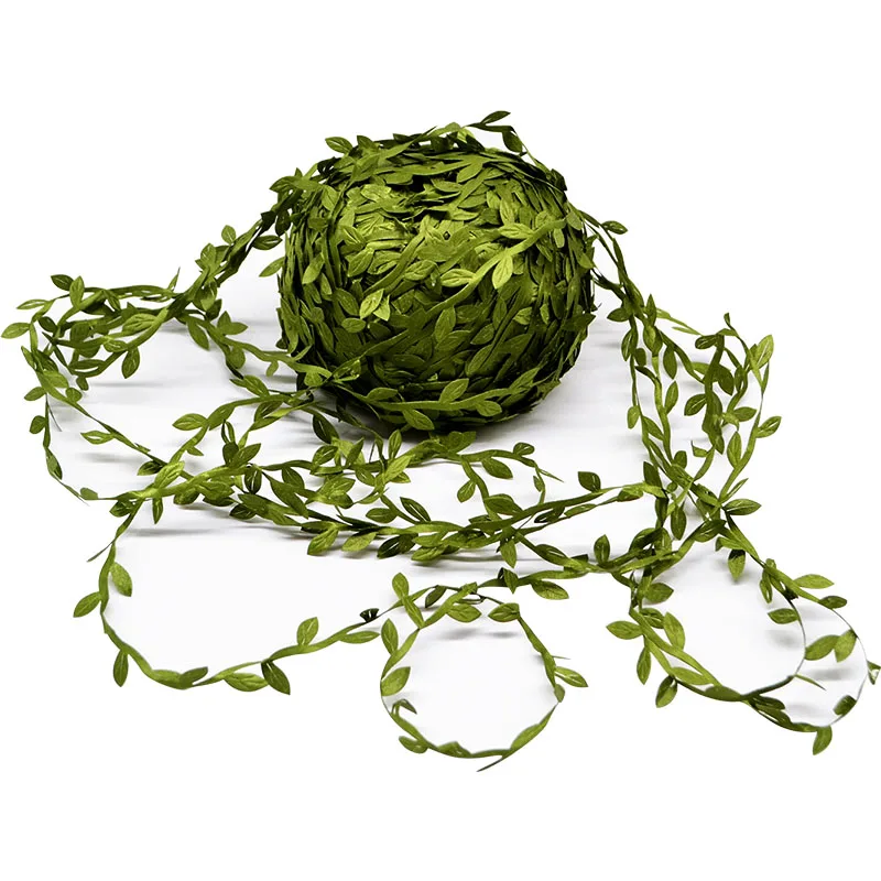 10 Meter Silk Leaf-Shaped Handmake Artificial green Leaves For Wedding Decoration DIY Wreath Gift Scrapbooking Craft Fake Flower