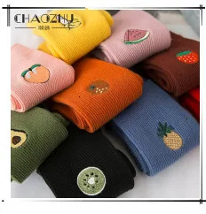 CHAOZHU  Japanese Korean High School Girls High Socks Loose Solid Colors Double Needles Knitting Cotton Long Socks For Women