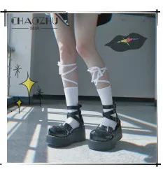 CHAOZHU  Japanese Korean High School Girls High Socks Loose Solid Colors Double Needles Knitting Cotton Long Socks For Women