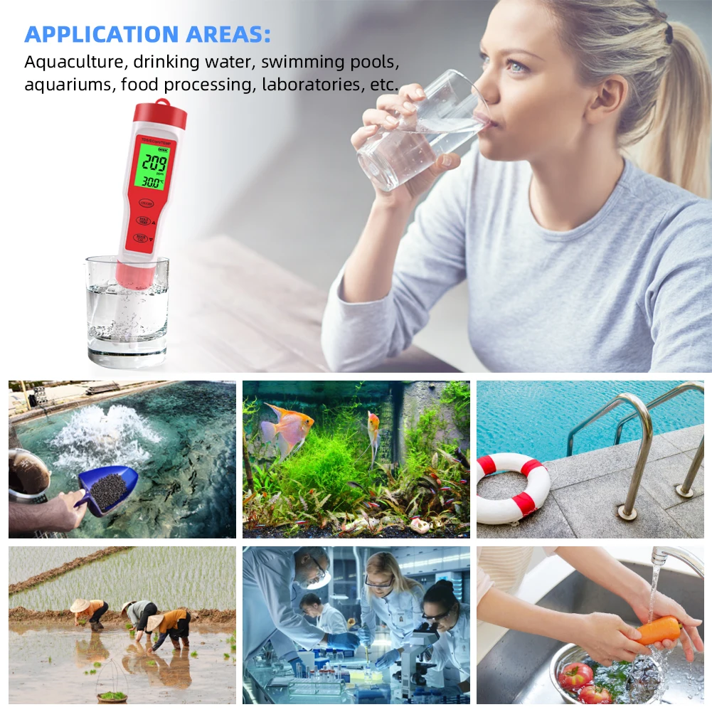 Yieryi New TDS PH Meter PH/TDS/EC/Temperature Digital Water Quality Monitor Tester for Pools, Drinking Water, Aquariums