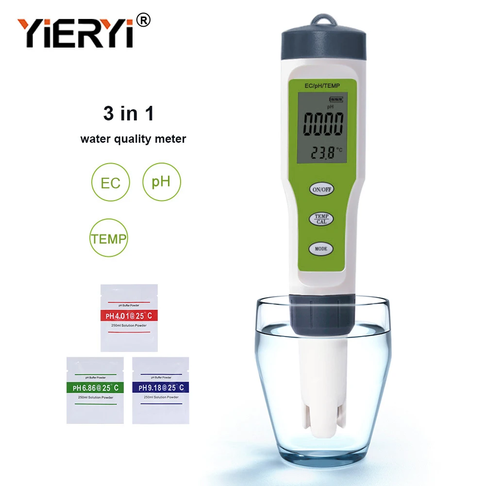 Yieryi New TDS PH Meter PH/TDS/EC/Temperature Digital Water Quality Monitor Tester for Pools, Drinking Water, Aquariums
