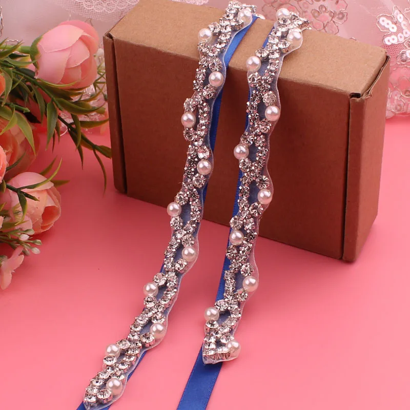 YJWSXF Handmade Beaded Wedding Belt Silver Crystal Rhinestone Elegant Luxurious Bridesmaid Accessory