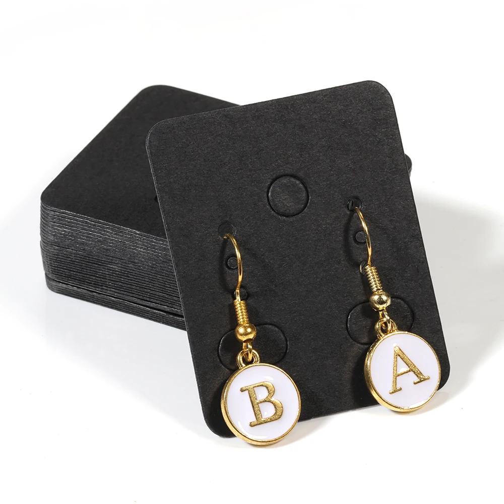 50pcs/lot 3.8x4.8cm Blank Kraft Paper Earring Display Cards Earring Package Hang Tag Card for DIY Ear Studs Jewelry Display Card