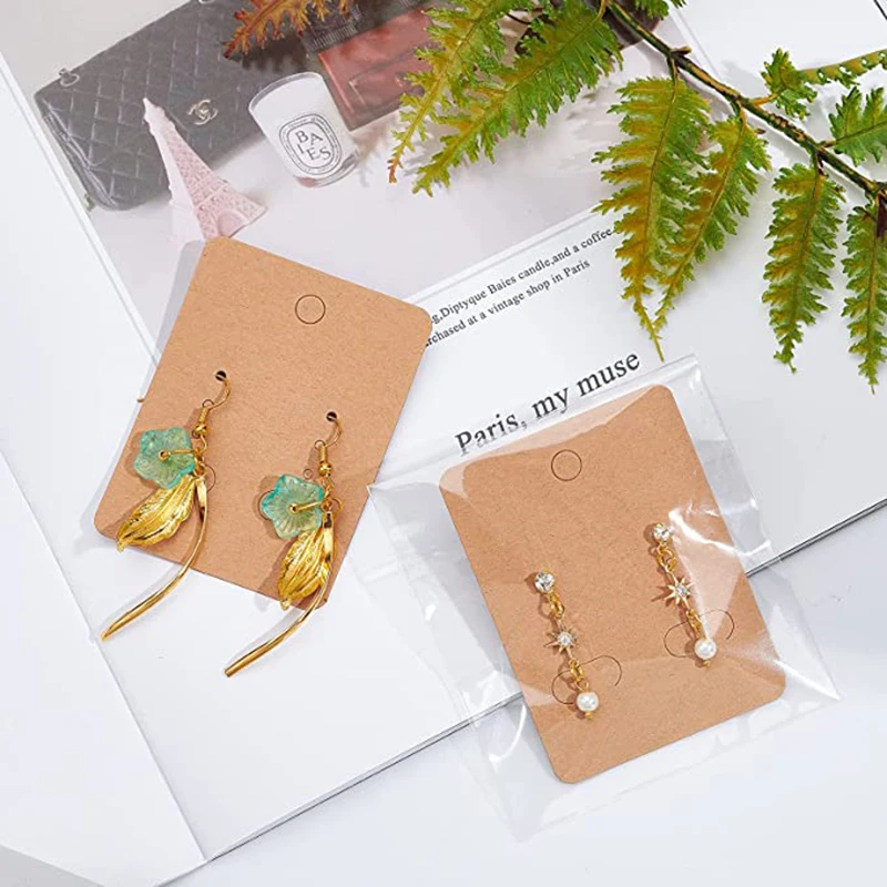 50pcs/lot 3.8x4.8cm Blank Kraft Paper Earring Display Cards Earring Package Hang Tag Card for DIY Ear Studs Jewelry Display Card