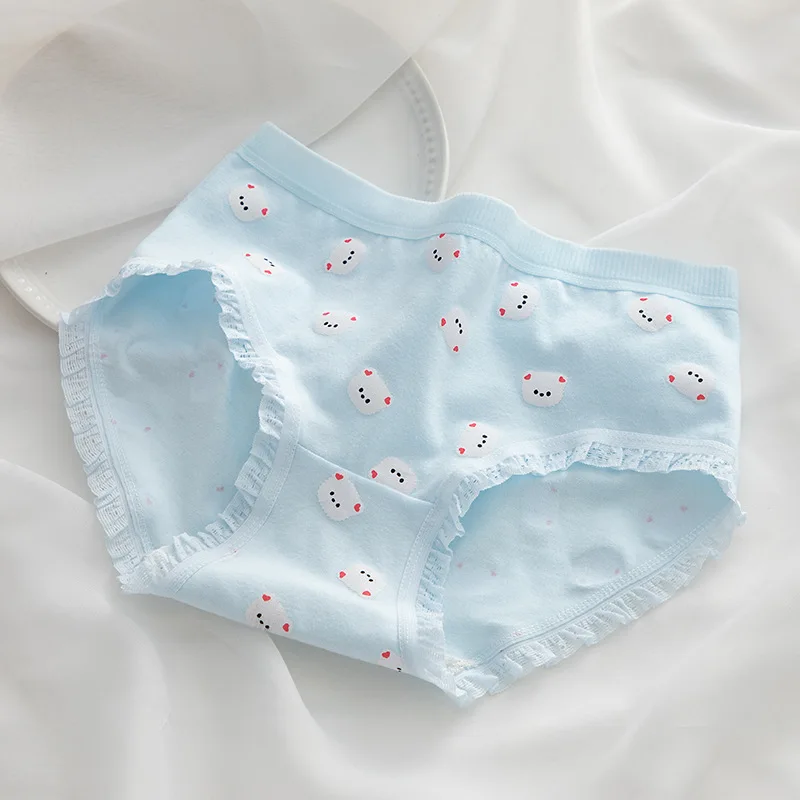 M-XL Cotton Panties Women's Underwear Lovely Girl's Briefs Plus Size Medium Waist Comfort Underpants Female Lingerie For Woman