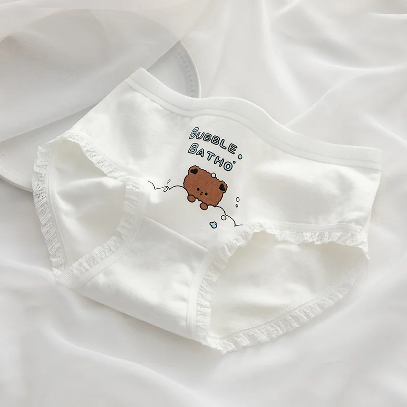M-XL Cotton Panties Women's Underwear Lovely Girl's Briefs Plus Size Medium Waist Comfort Underpants Female Lingerie For Woman