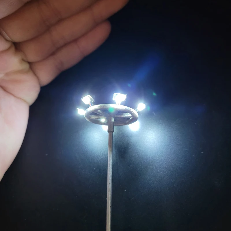 Ho Scale Model Lamp Tower Lighting 12v Model Lights Layout Lamppost Train Playground Stadium Overhead Light Warm/cold White