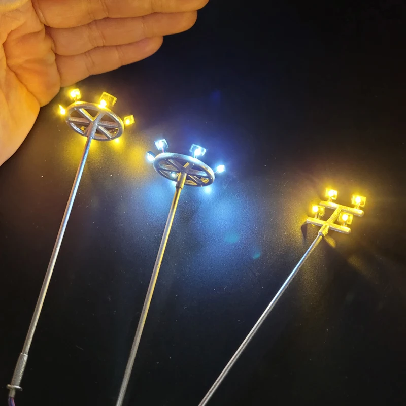 Ho Scale Model Lamp Tower Lighting 12v Model Lights Layout Lamppost Train Playground Stadium Overhead Light Warm/cold White