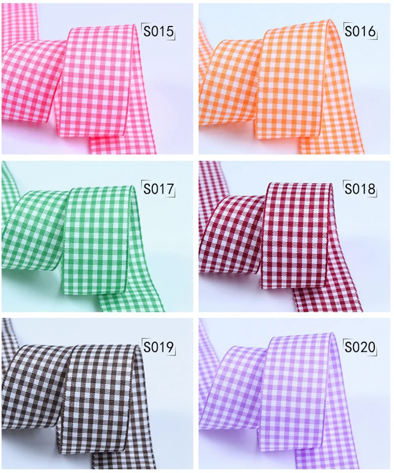 10mm 25mm Lattice Plaid Ribbons Bow Gift Wrapping Polyester Handmade DIY Accessories,5 yards / lot