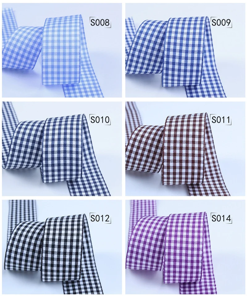 10mm 25mm Lattice Plaid Ribbons Bow Gift Wrapping Polyester Handmade DIY Accessories,5 yards / lot