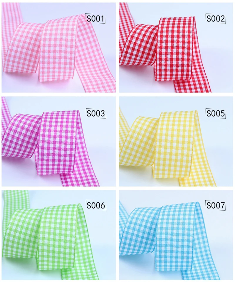 10mm 25mm Lattice Plaid Ribbons Bow Gift Wrapping Polyester Handmade DIY Accessories,5 yards / lot
