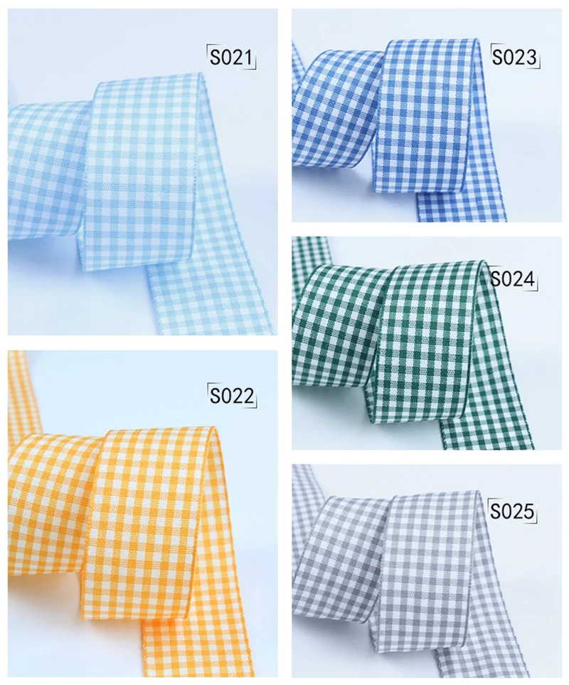 10mm 25mm Lattice Plaid Ribbons Bow Gift Wrapping Polyester Handmade DIY Accessories,5 yards / lot