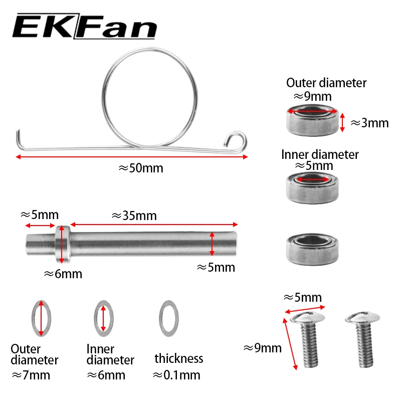 EKFan 1 Set Fishing Handle Knob Tool for Stainless Steel Axle Bearing Washers Gasket Screw Assembling Fishing Knob Tools Parts