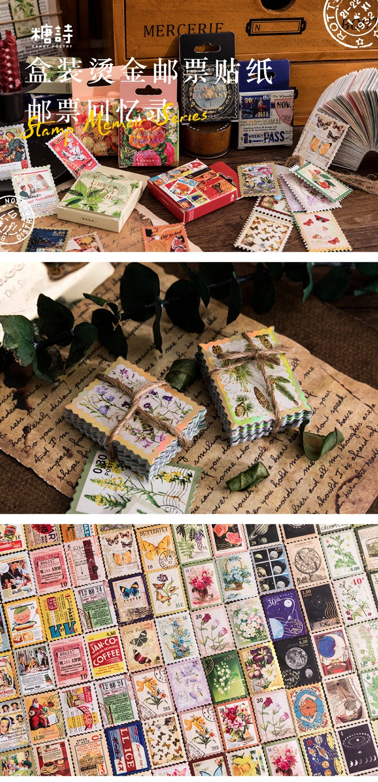TIANZI 45pcs Kawaii Mini Box Adhesive Stickers Scrapbooking Label Diary Stationery Album Phone Journal Planner