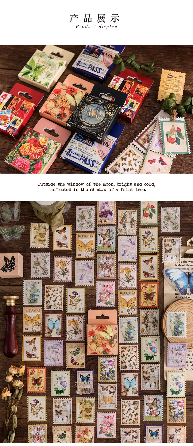 TIANZI 45pcs Kawaii Mini Box Adhesive Stickers Scrapbooking Label Diary Stationery Album Phone Journal Planner