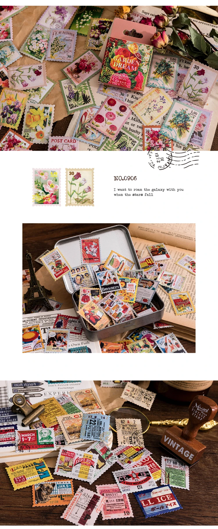 TIANZI 45pcs Kawaii Mini Box Adhesive Stickers Scrapbooking Label Diary Stationery Album Phone Journal Planner