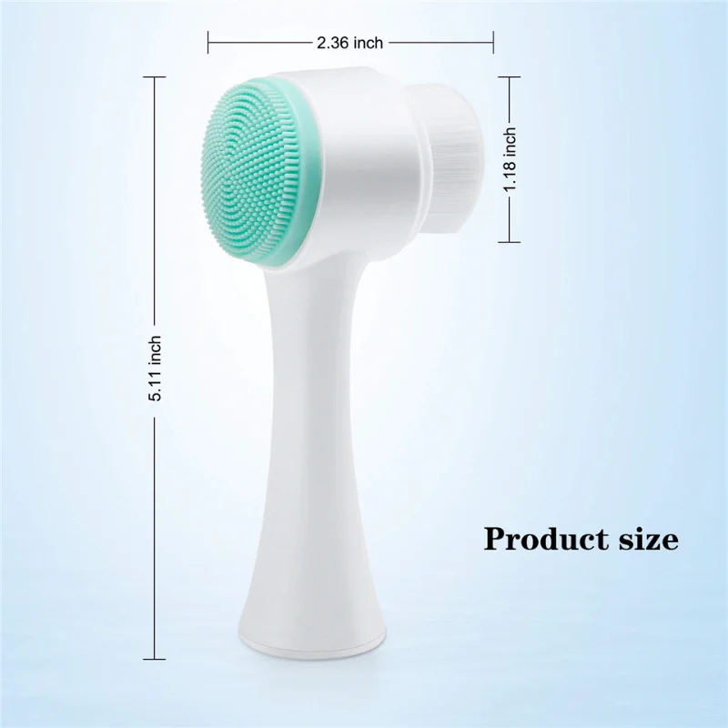 3D Double Silicone Facial Cleansing Brush Manual Massage Facial Brush Soft Bristles Exfoliator Double Sided Face Wash Brush