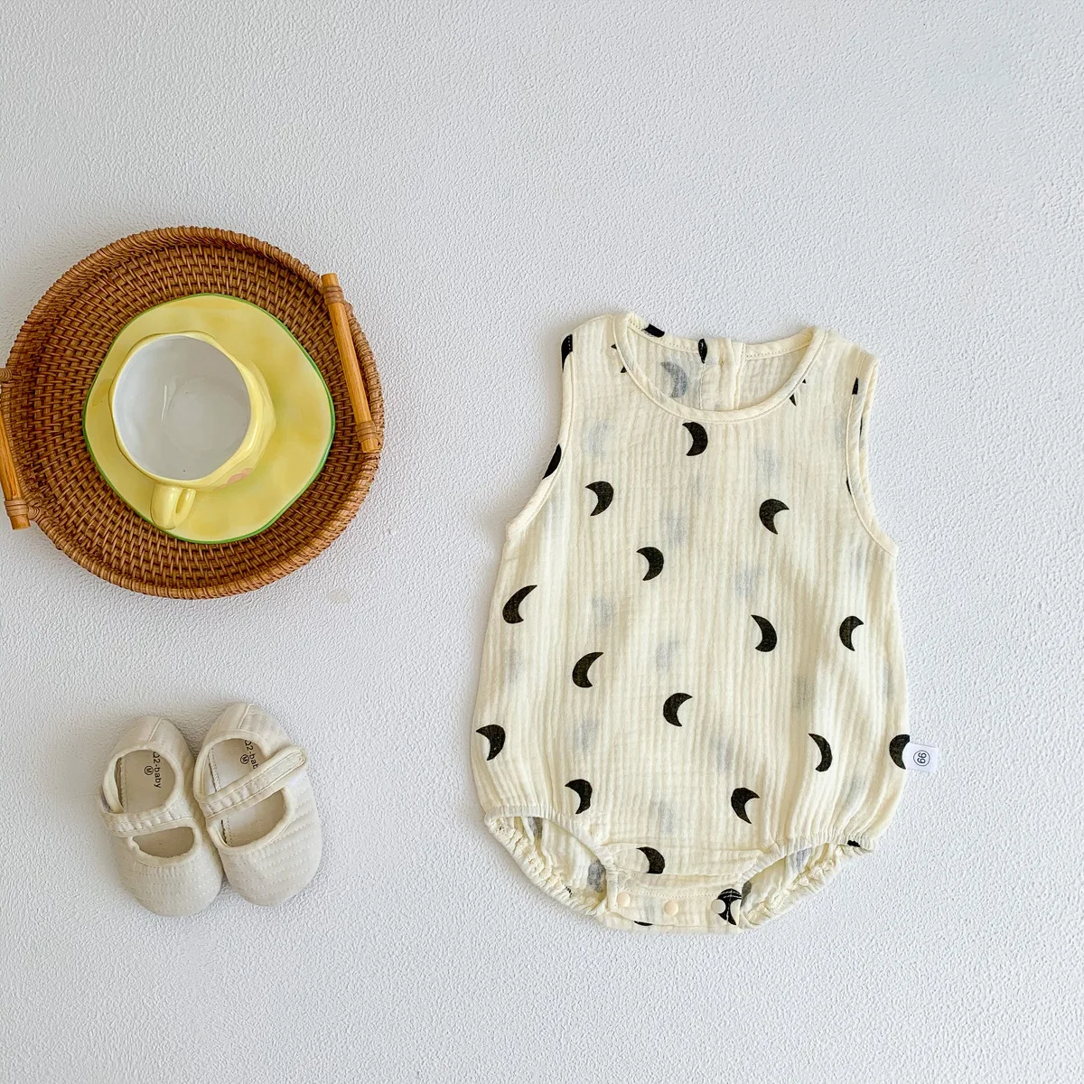 2025 New In Summer Infant Newborn Baby Girls Boys Wrinkle Cloth Cotton Outfits Kids Casual Jumpsuits Toddler Bodysuits