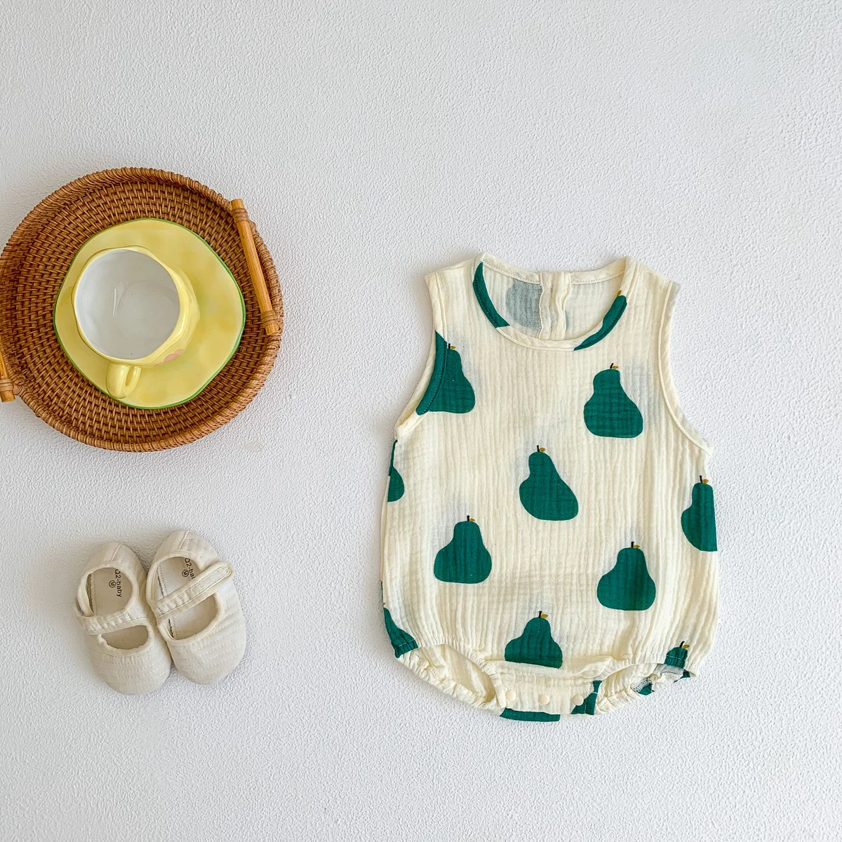 2025 New In Summer Infant Newborn Baby Girls Boys Wrinkle Cloth Cotton Outfits Kids Casual Jumpsuits Toddler Bodysuits