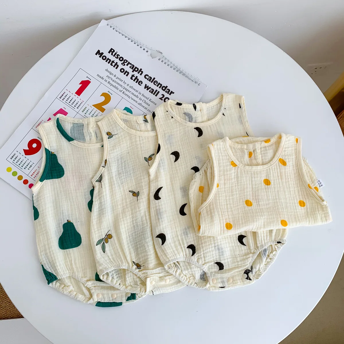 2025 New In Summer Infant Newborn Baby Girls Boys Wrinkle Cloth Cotton Outfits Kids Casual Jumpsuits Toddler Bodysuits